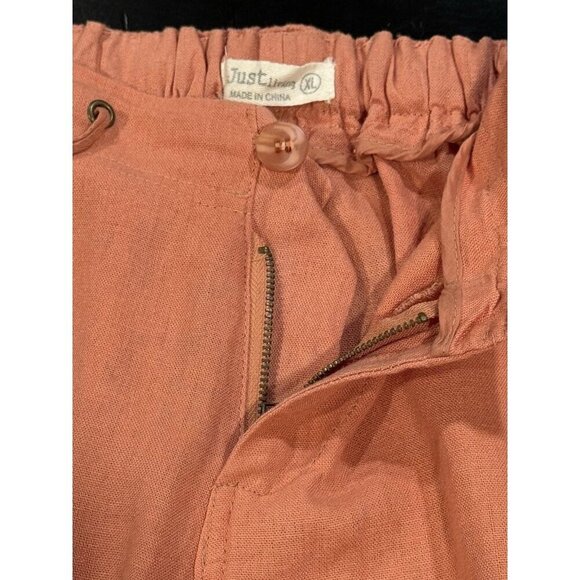 Just Living Linen Blend Womens XL Wide Leg Pumpkin Orange Drawstring Pants - Picture 5 of 11
